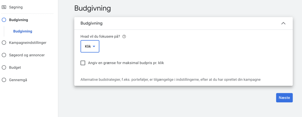 Google Ads budgivning