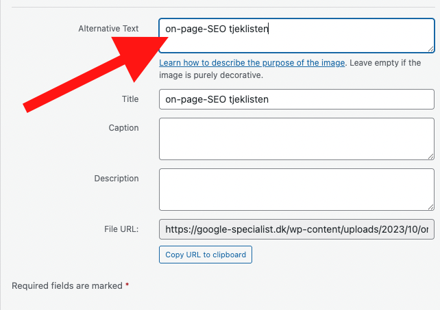 Tilføj alt-tags til dine billeder